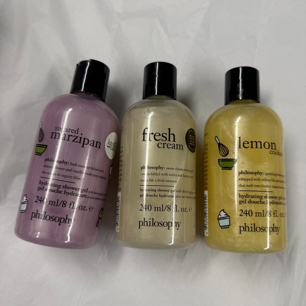 Philosophy Shower Gel Bundle of 3 8fl oz Sugared marzipan, fresh cream, lemon